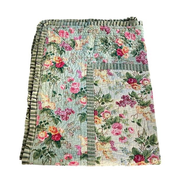 Waverly linen blend heirloom floral twin quilt - Picture 11 of 13